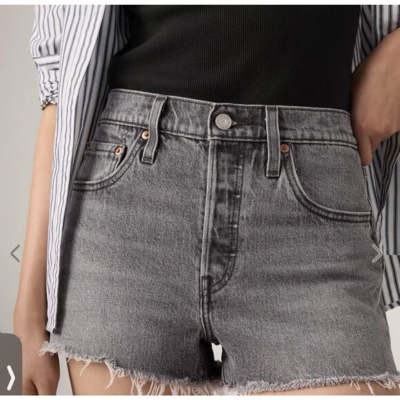 Levi's Premium 501° ORIGINAL FIT HIGH RISE WOMEN'S SHORTS Faded Black Sz 31 NWT - Picture 1 of 16
